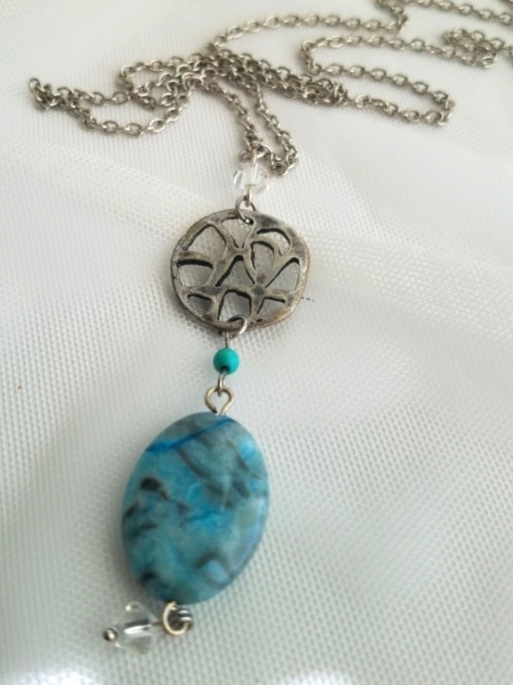 Genuine Turquoise Gemstone Long Necklace - Handmade NWT